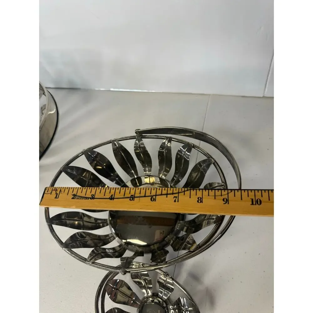 Vintage Silver-tone Openwork Basket Set of 3 Graduated handles Serveware